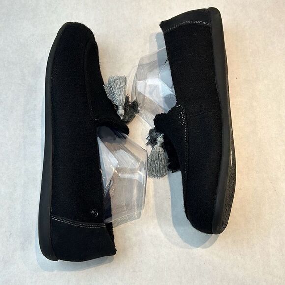 Spenco Hearthside Slipper Black Womens Sz 12 Orthotic Felted Wool Upper Fleece L - Picture 5 of 9